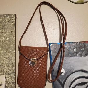 New cellphone purse brown two pockets 2 great for events parks vacation trips26